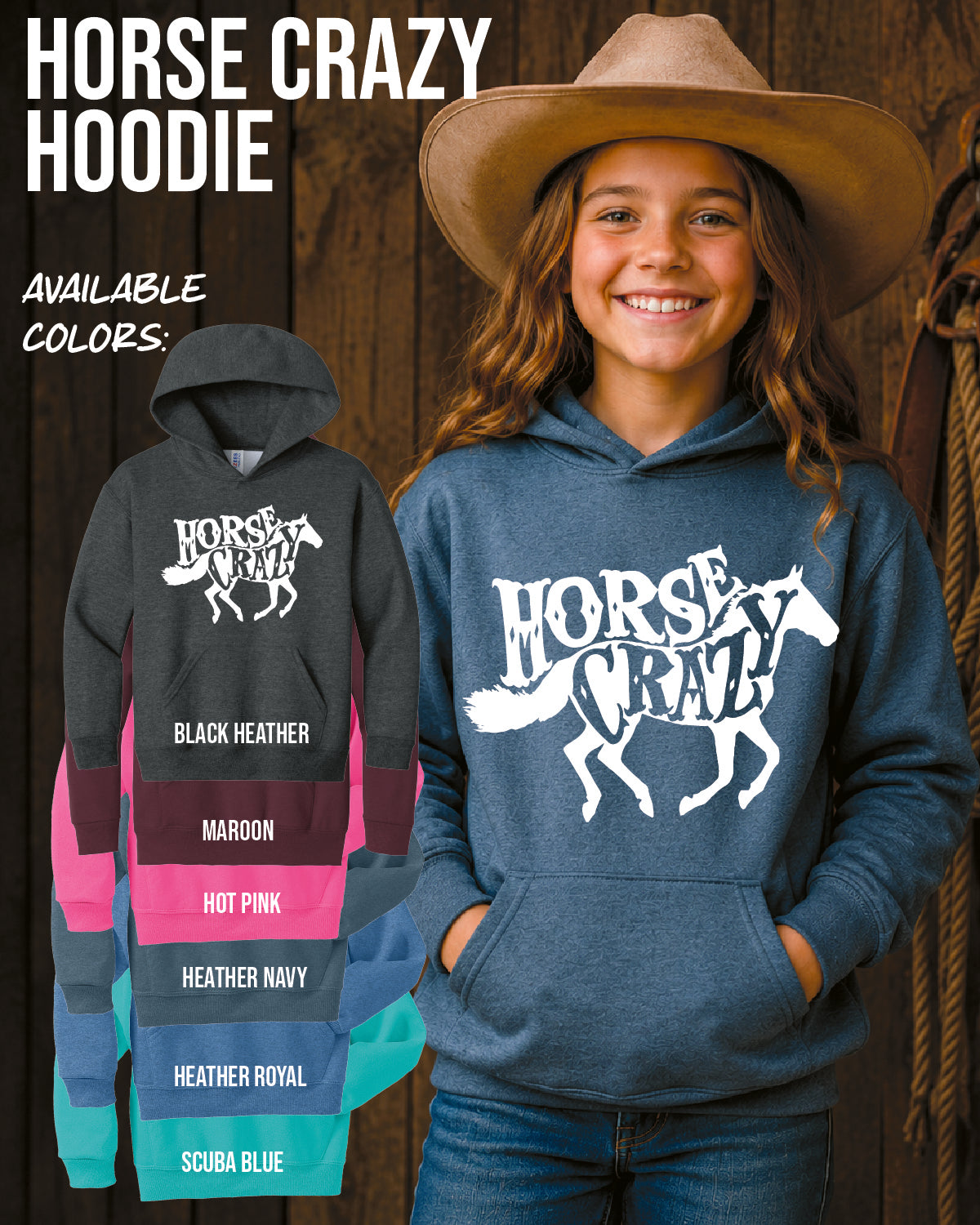 HORSE CRAZY HOODIE- YOUTH