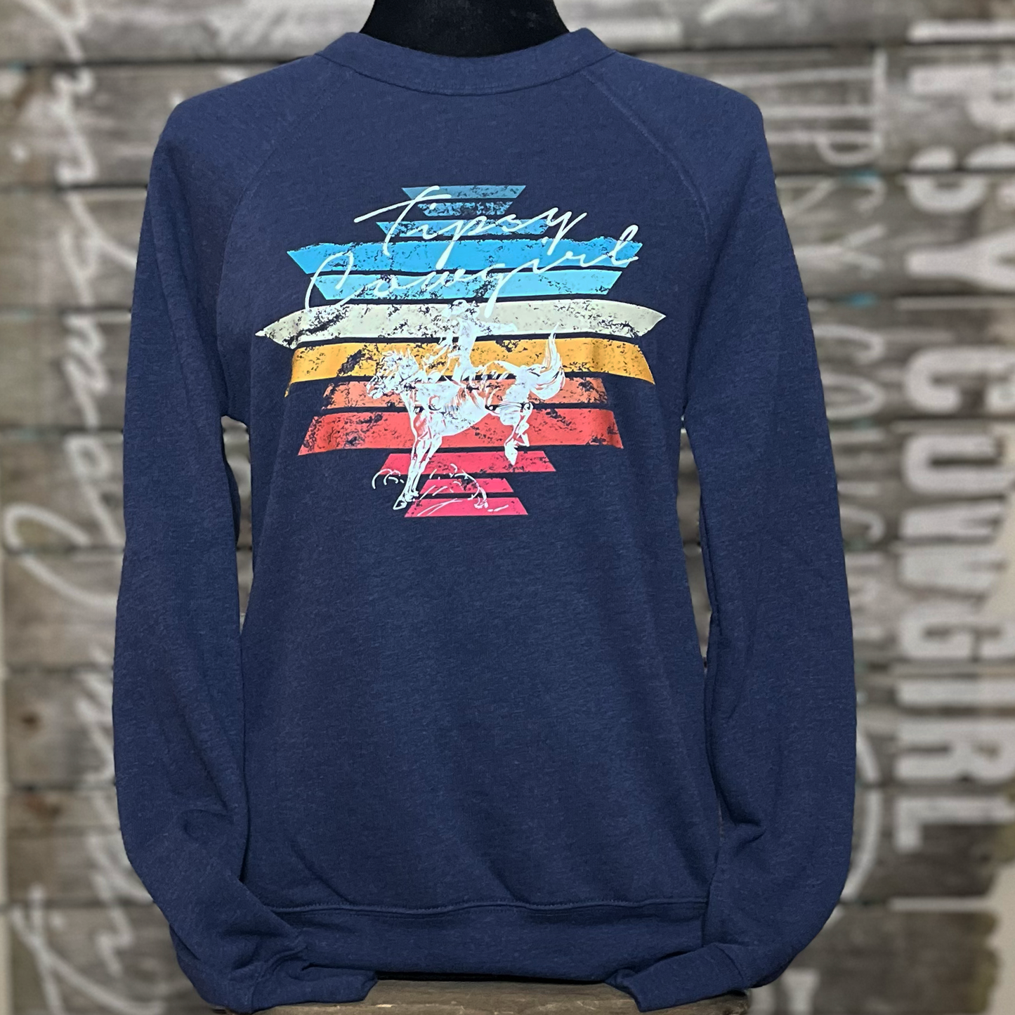 Sunset Bucking Horse Crewneck