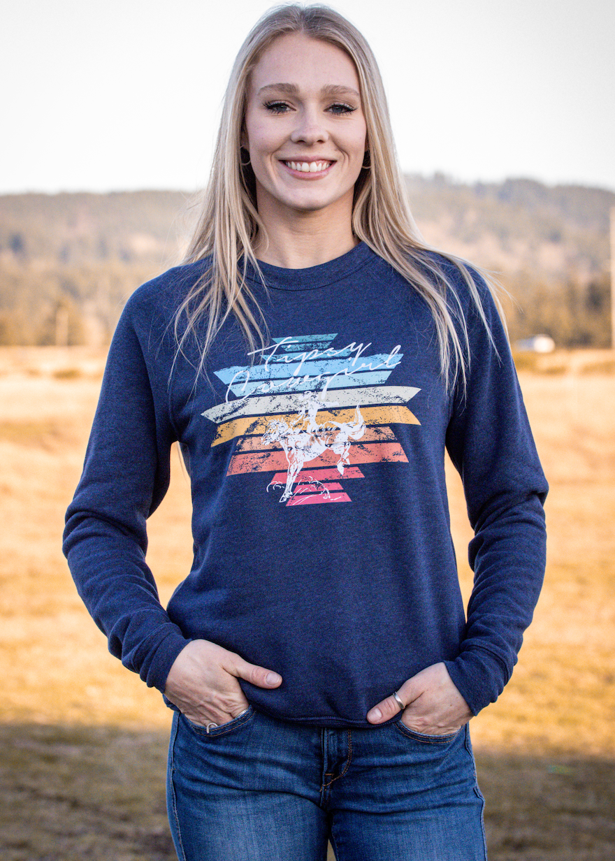 Sunset Bucking Horse Crewneck