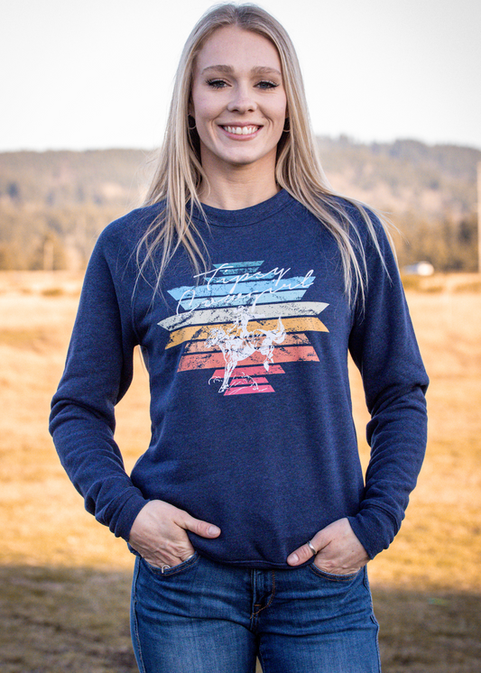 Sunset Bucking Horse Crewneck