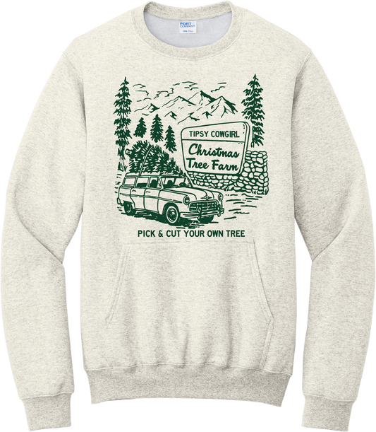 CHRISTMAS TREE FARM POCKETED CREWNECK